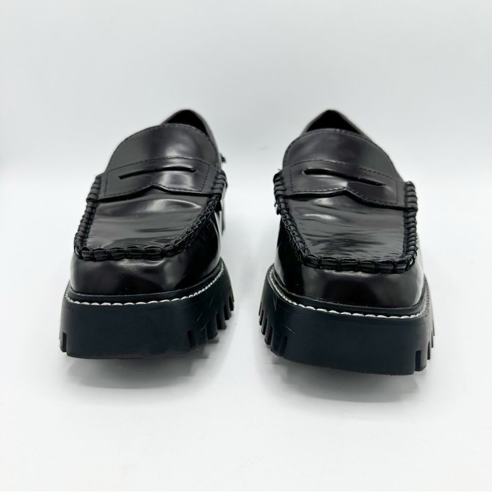 Mango Track Sole Leather Slip-On Loafer with Track‎ Sole Deep Burgundy Sz 7.5 - Picture 4 of 14